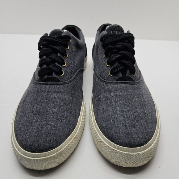 Polo Ralph Lauren Vaughn Mens Sneakers Size 11 D Shoes Blue Denim Canvas Pony - Picture 3 of 6